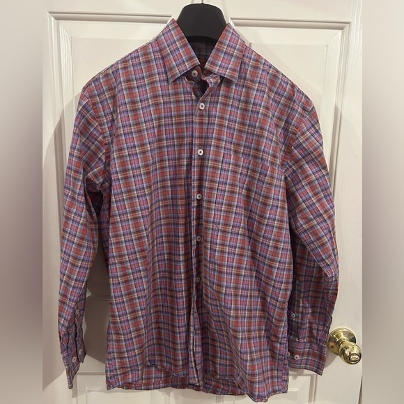 Alan Flusser Men’s Small Multicolored Stripe Button Down Long Sleeve Shirt - Picture 3 of 7